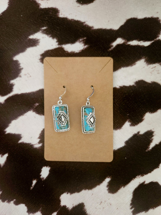 Turquoise Aztec Pendant Earrings