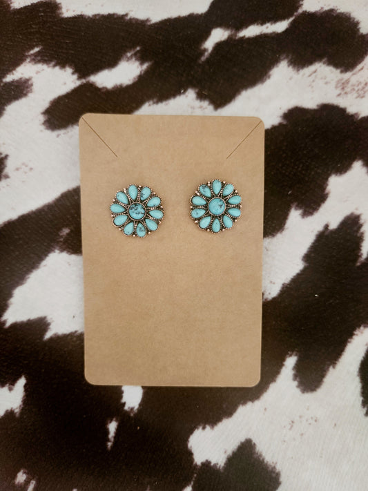 Turquoise & Bronze Daisy Studs