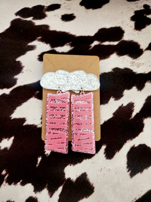 YEEHAW Cowgirl Hat Resin Drop Earrings