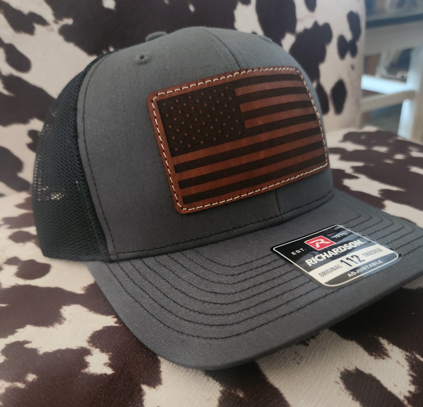 American Flag Leather Patch Hat