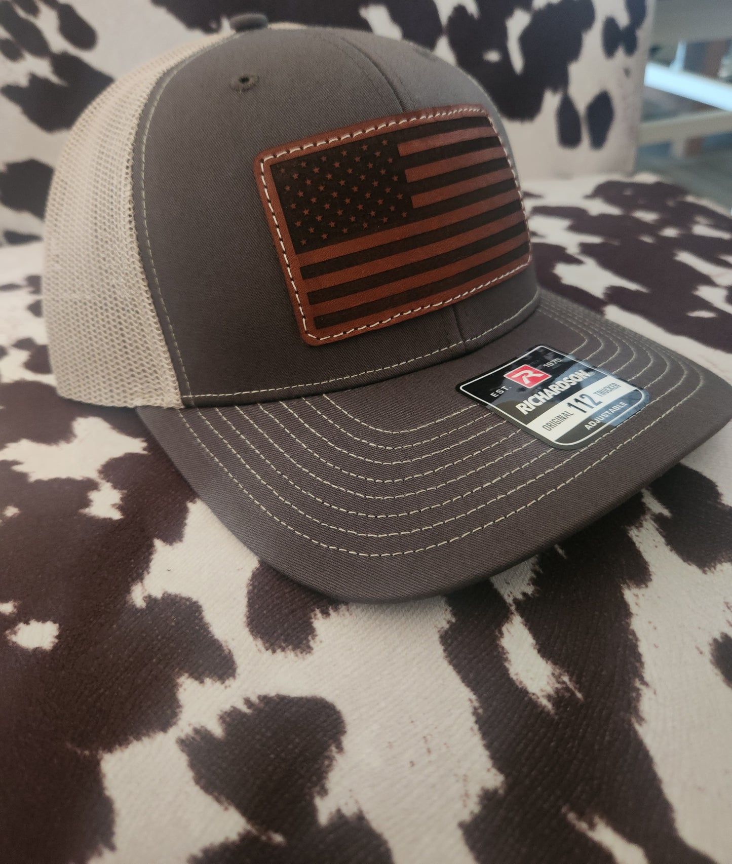 American Flag Leather Patch Hat