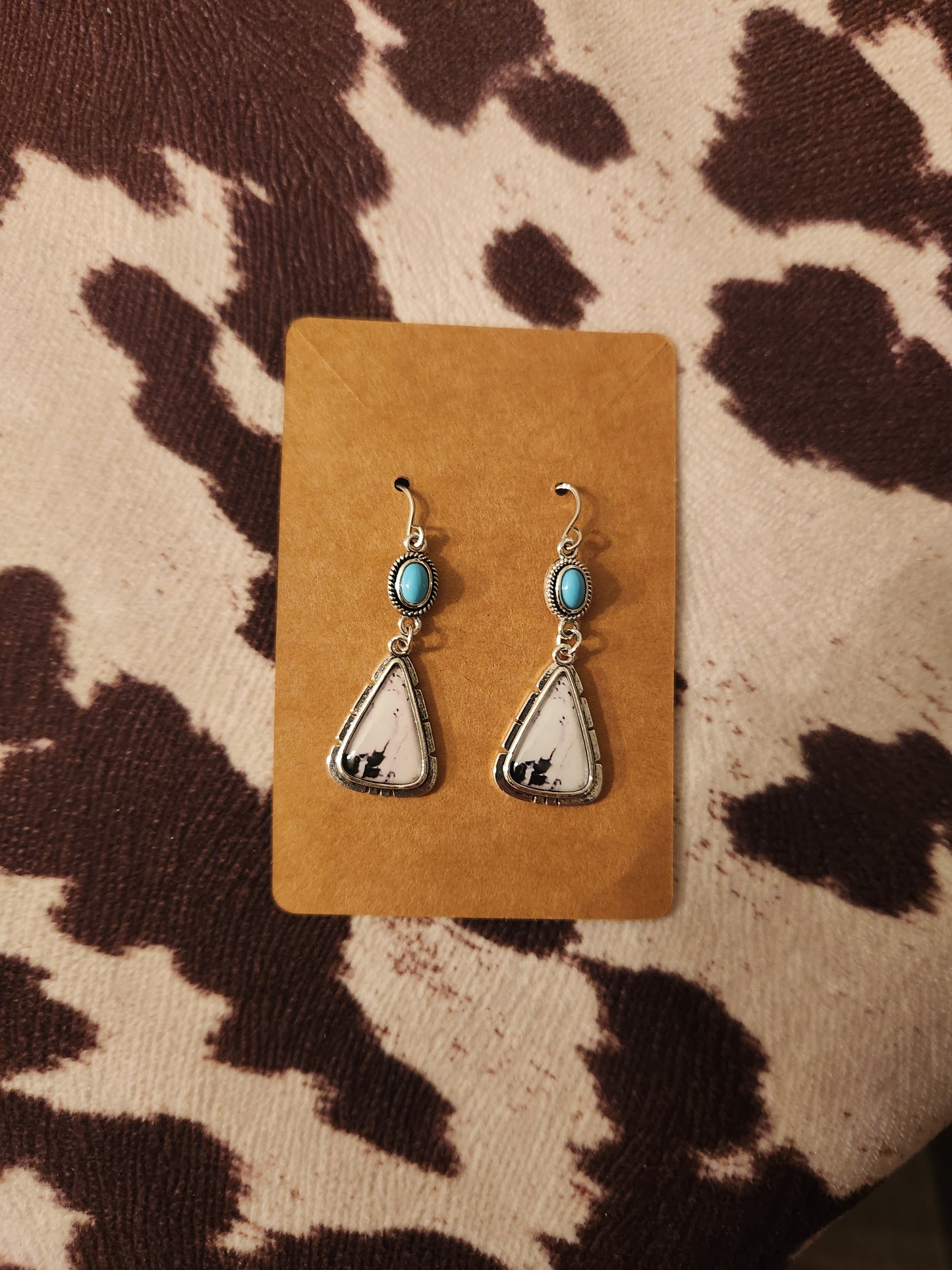 Turquoise, Black & White Dangle Earrings