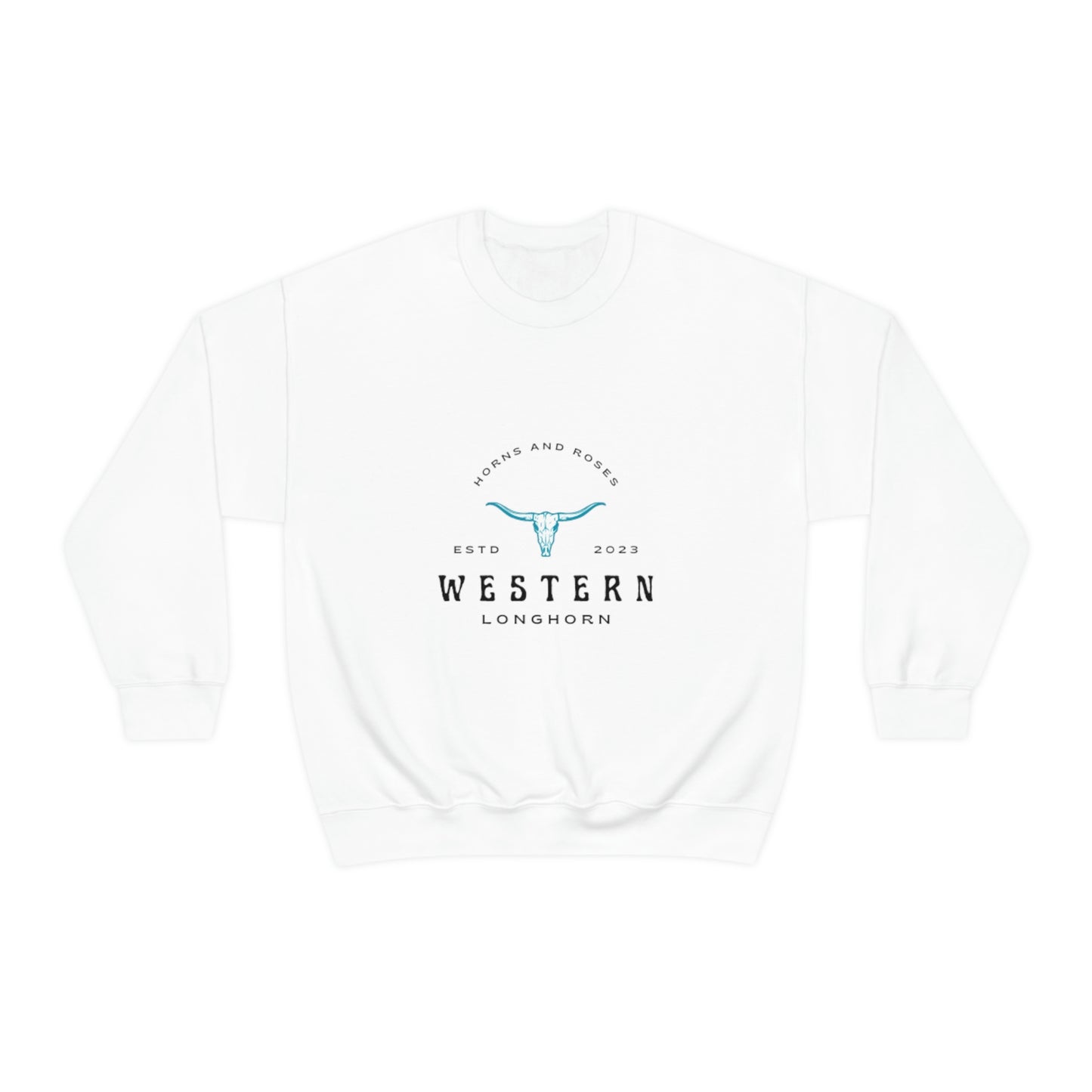 Horns and Roses Longhorn Heavy Blend Crewneck Sweatshirt