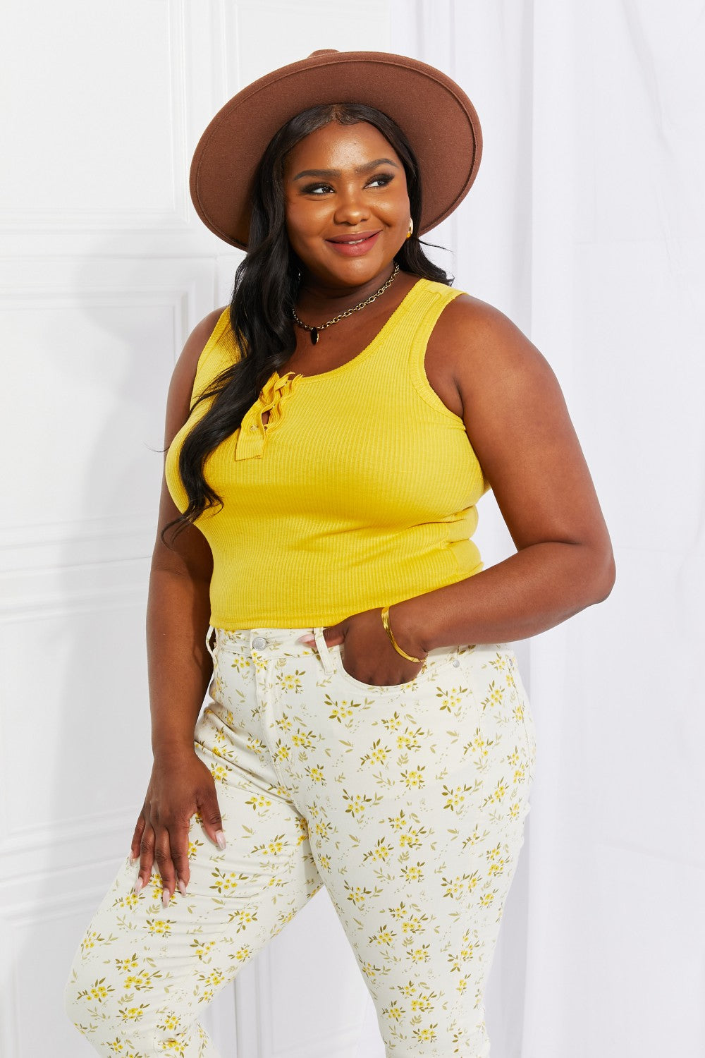 Full Size Sunlight Ribbed Henley Tank