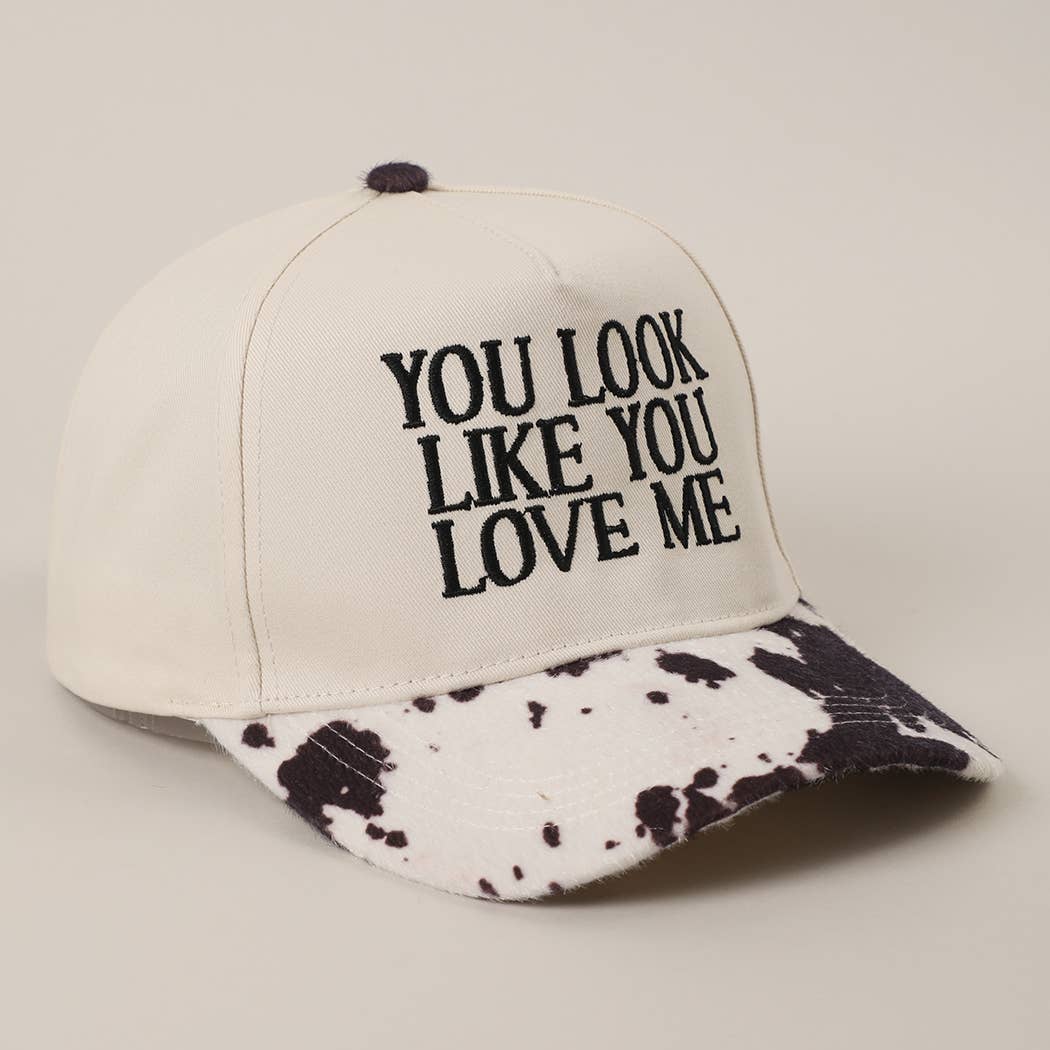 You Look Like You Love Me Embroidered Animal Print Trucker : BLKBL / One Size