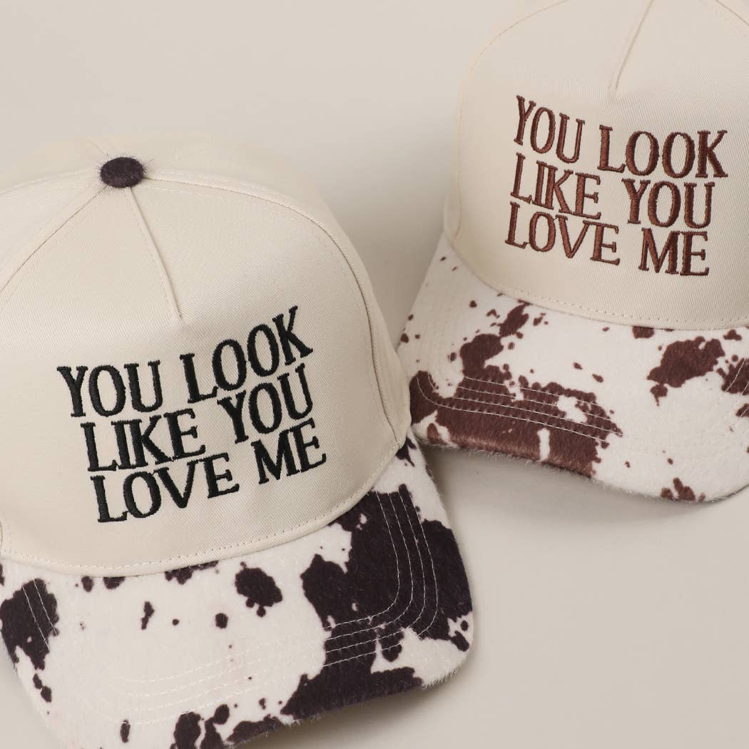You Look Like You Love Me Embroidered Animal Print Trucker : BLKBL / One Size