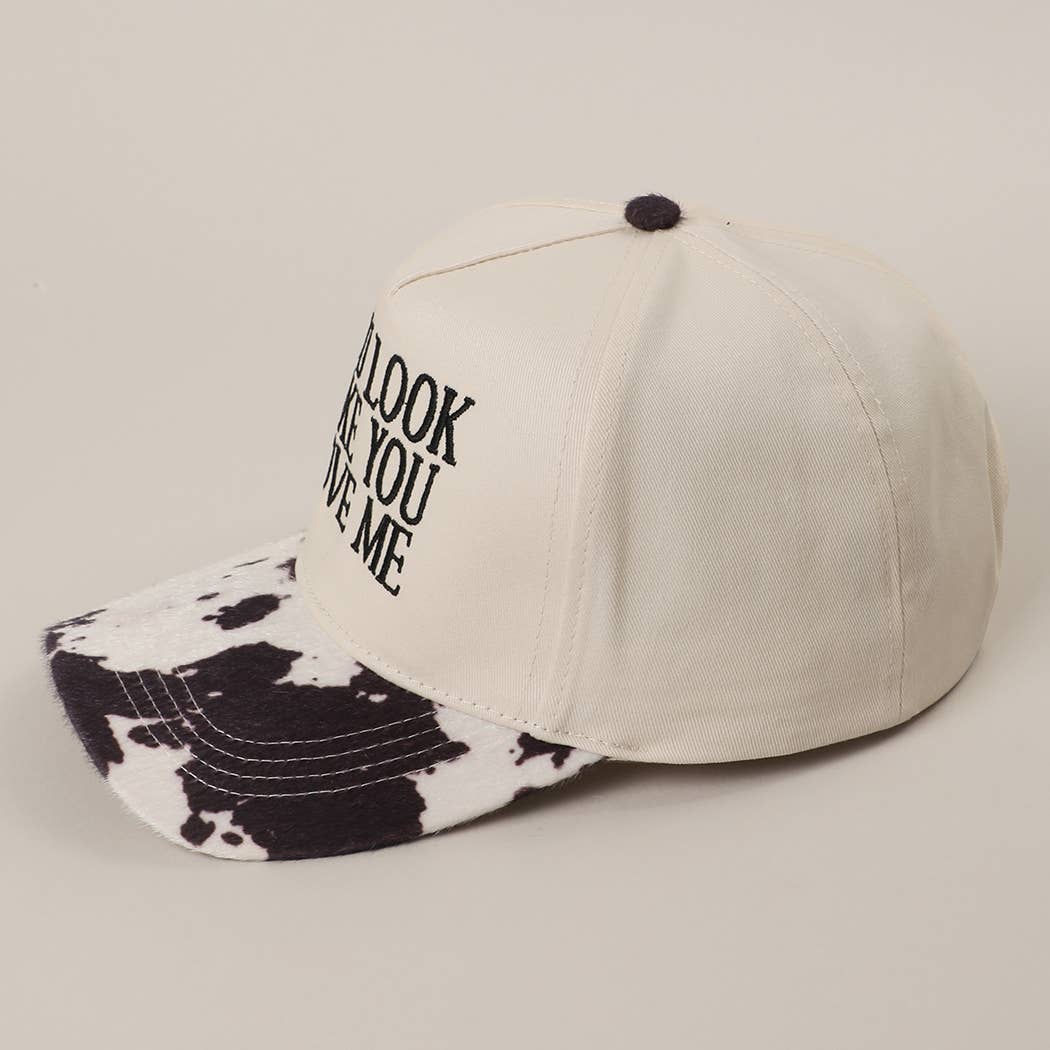 You Look Like You Love Me Embroidered Animal Print Trucker : BLKBL / One Size
