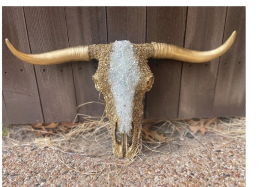 Gold and White Cow Skull