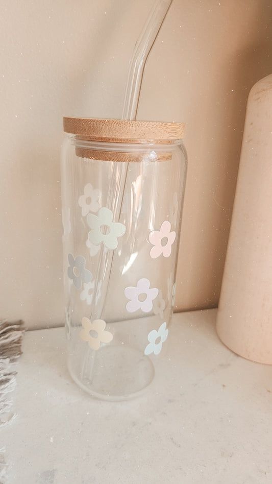 H&R flower glass tumbler