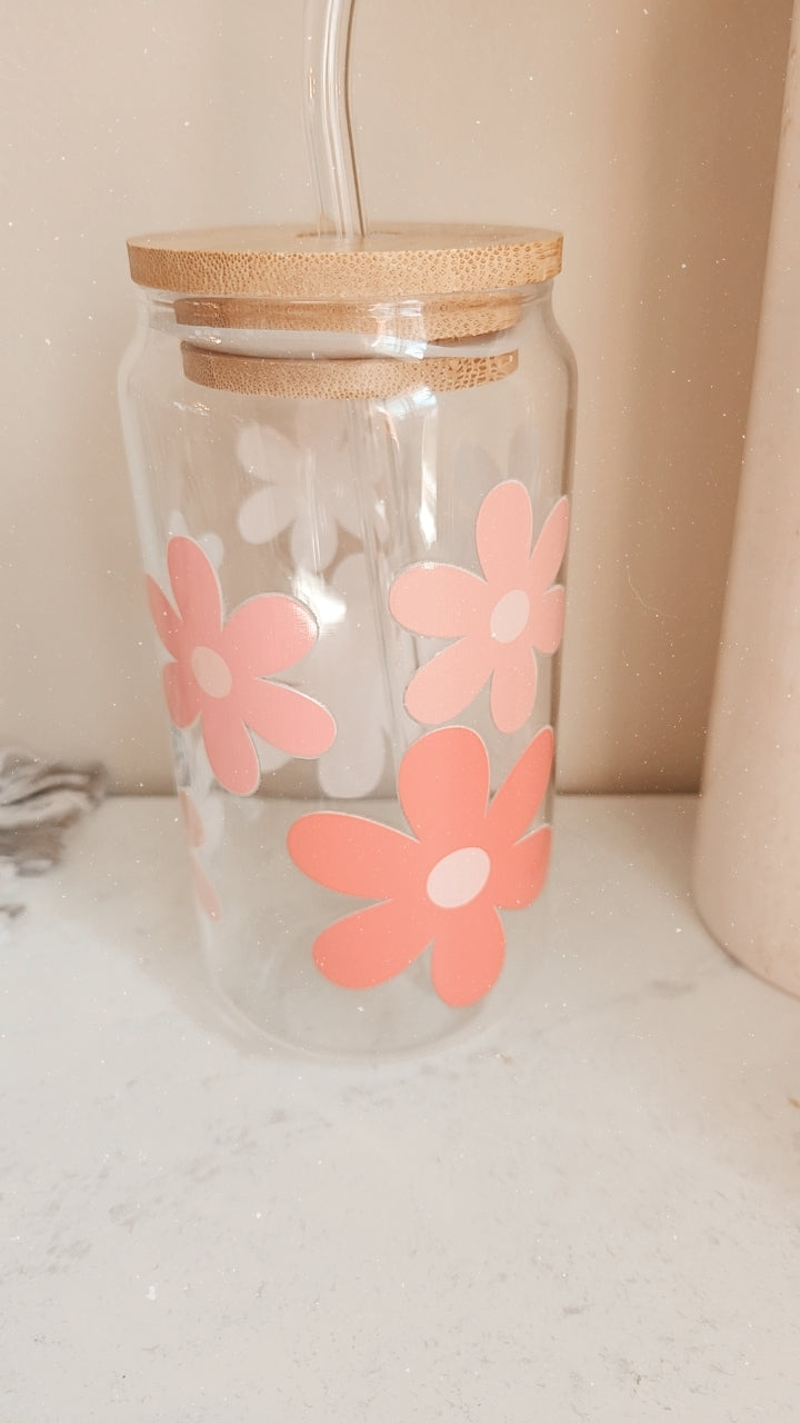 H&R flower glass tumbler