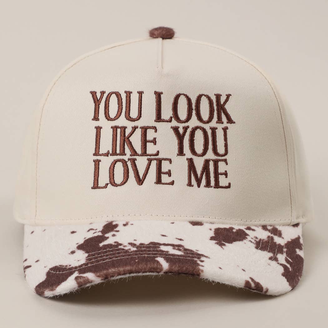 You Look Like You Love Me Embroidered Animal Print Trucker : BLKBL / One Size