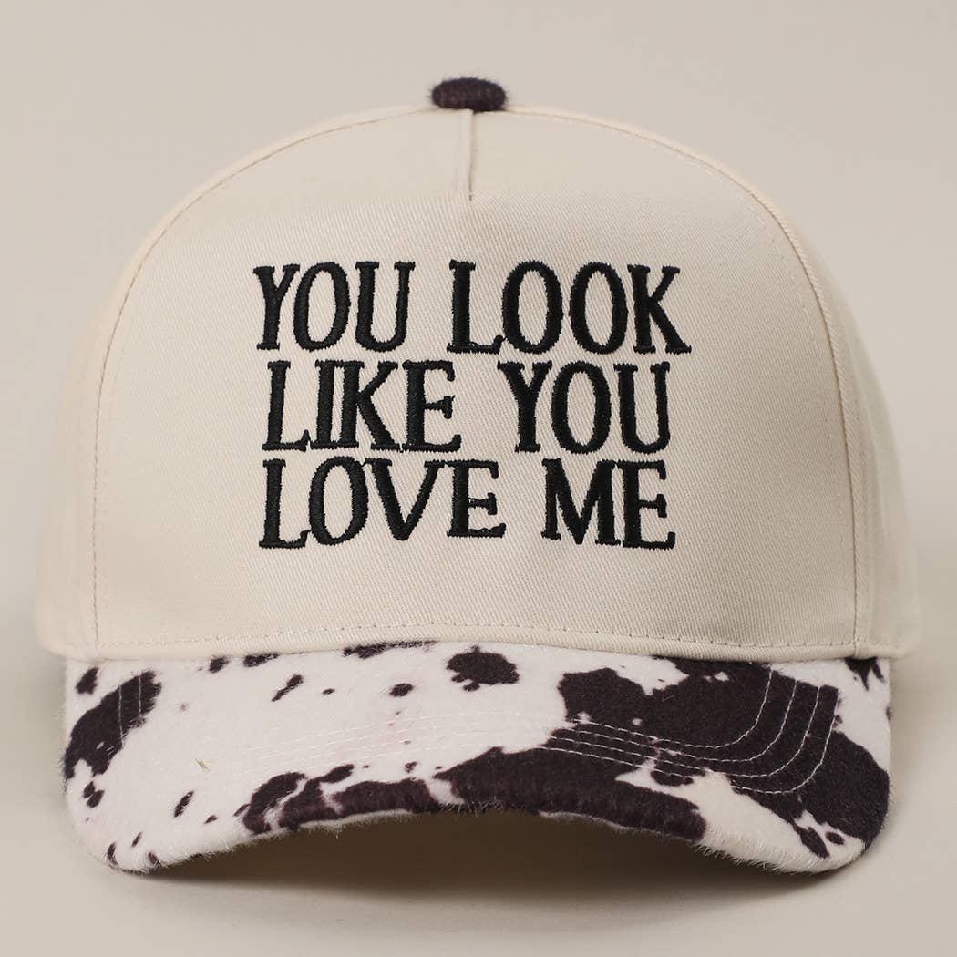 You Look Like You Love Me Embroidered Animal Print Trucker : BLKBL / One Size