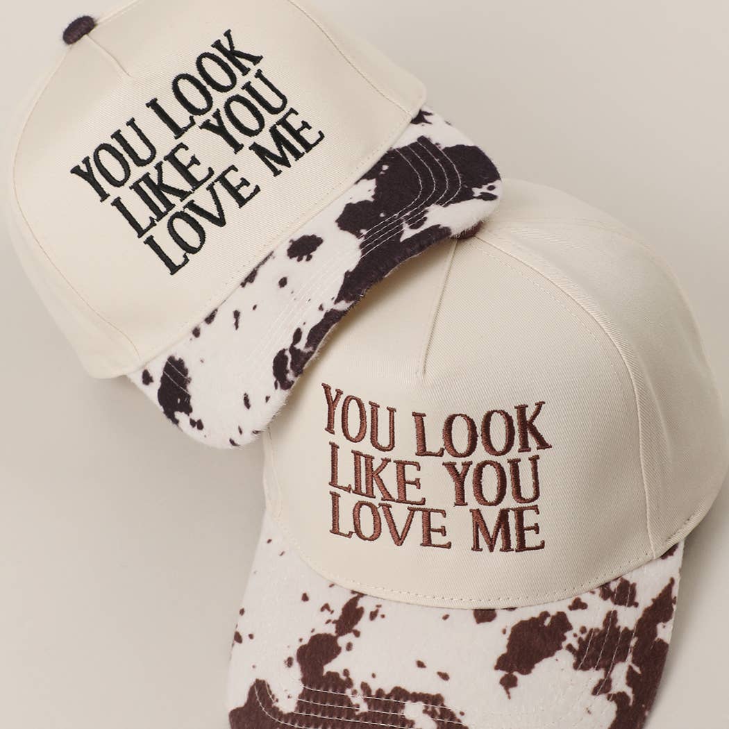You Look Like You Love Me Embroidered Animal Print Trucker : BLKBL / One Size