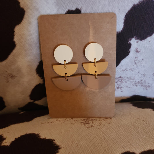 Beige Circle Drop Earrings