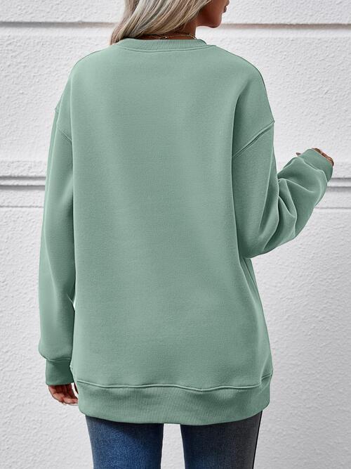 Round Neck Graphic Long Sleeve Sweatshirt