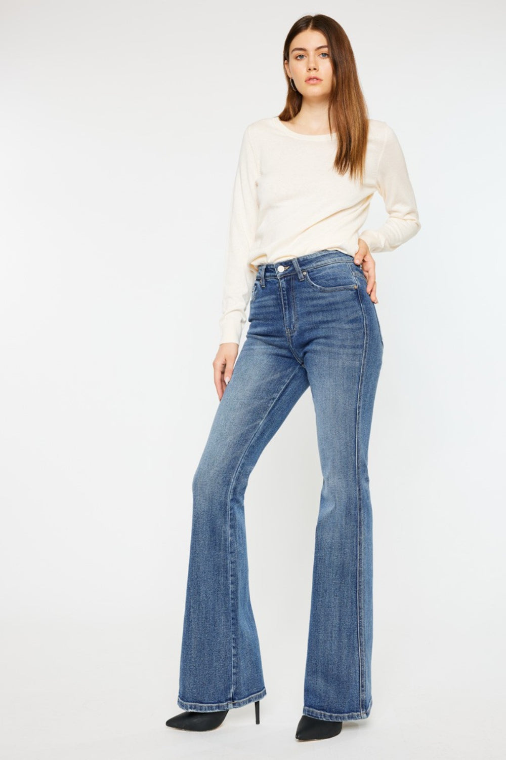 Kancan Cat's Whiskers High Waist Flare Jeans