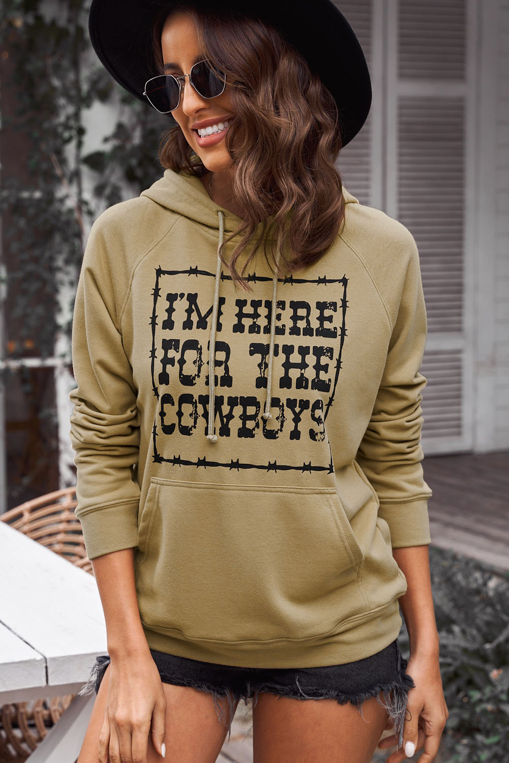 Letter Graphic Hoodie with Kangaroo Pocket