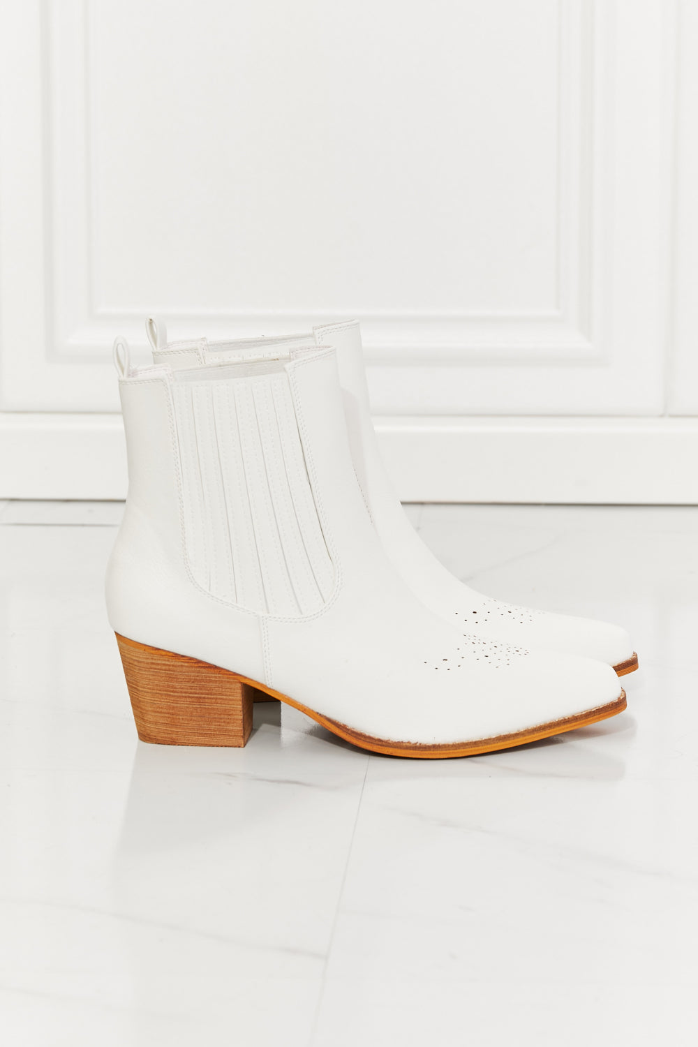 Stacked Heel Chelsea Boot in White